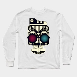 Hipster Sugar Skull Long Sleeve T-Shirt